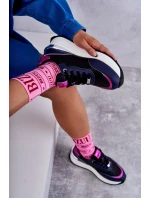 Dámská sportovní obuv na klínku GOE KK2N4081 černé a Námořnická modrá