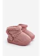Dětské sněhule na suchý zip růžové Unitia