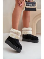 Dámské Sněhule Na Platformě S Kožíškem A Vzorem Černé Deepanti