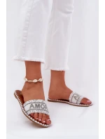 Dámské Pantofle Na Plochém Podpatku Se Zdobením Bílé Dorfedi