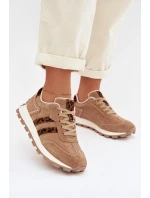 Dámské semišové tenisky na platformě Leopardí vzor LR61-7071 Hnědé