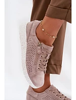 Semišové dámské polobotky se zipem Béžové Cemela