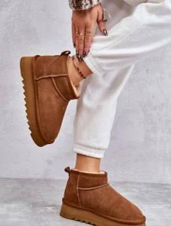 Módní semišové nízké sněhule Camel Nucca