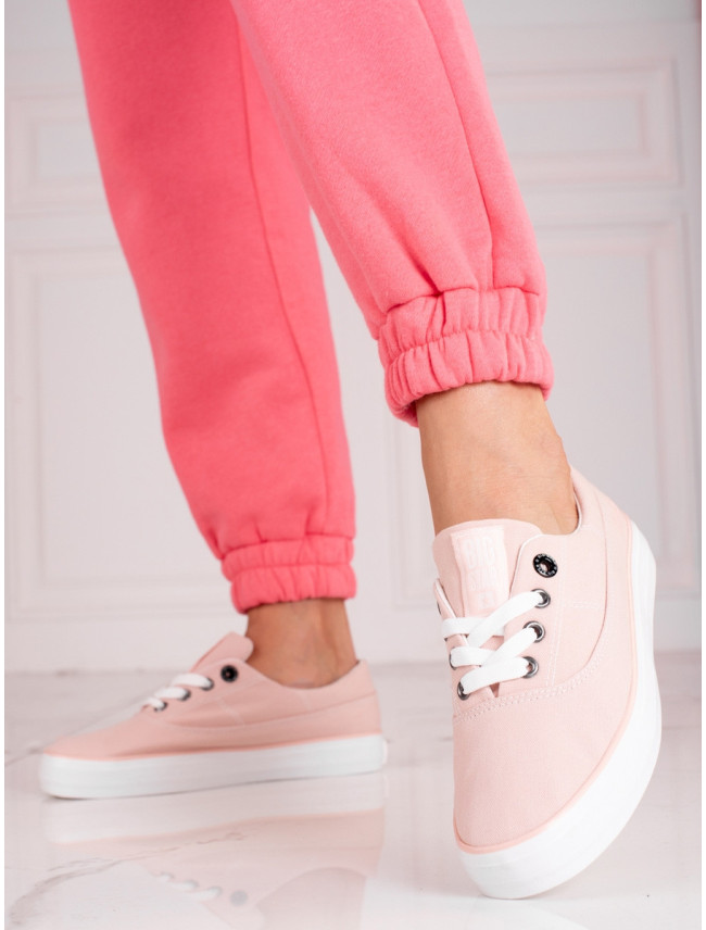 Krásné růžové dámské  tenisky bez podpatku