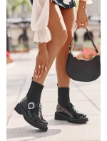 Lakované Boty Se Ponožkou A Přezkou Černé MR880-076