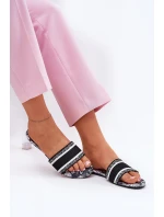 Vzorované Ploché Dámské Pantofle Černé Leysi