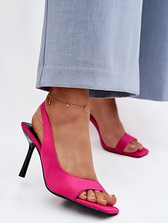 Dámské sandály na podpatku textil fuchsiová Calvoria