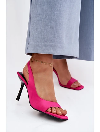 Dámské sandály na podpatku textil fuchsiová Calvoria
