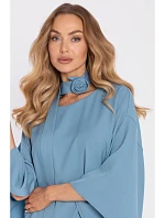 M908 Šaty s ozdobnými širokými rukávy - nebesky modré M908 Šaty s ozdobnými širokými rukávy - nebesky modré