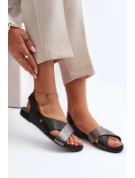 Zazoo 40141 Kožené Sandály Na Suchý Zips Černé Zazoo 40141 Kožené Sandály Na Suchý Zips Černé