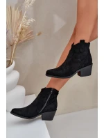 Děrované Kovbojské Botky Na Zip Eko Semišové S.Barski HY51-061 Černé