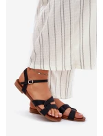 Ploché Lesklé Dámské Sandály S.Barski KV51-022 Černé