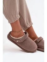 Dámské pantofle s páskem a kožíškem Rilena – tmavě béžové Dámské pantofle s páskem a kožíškem Rilena – tmavě béžové