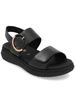 Dámské kožené sandály na platformě černé Remonte D2K50-00