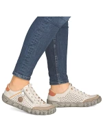 Béžová kožená prolamovaná dámská polobotka Rieker L0355-61