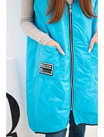Dámská prošívaná vesta Plus Size s kapucí zapínaná na zip tyrkysová Dámská prošívaná vesta Plus Size s kapucí zapínaná na zip tyrkysová