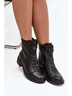 Kožené dámské kotníkové boty s ozdobnými květinami vyhřívané černé Belverine