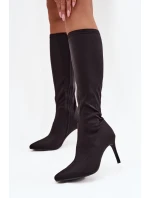 Materiálové dámské kozačky na jehlovém podpatku S.Барски HY52-513 Černé