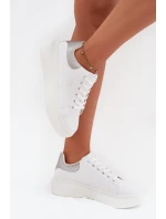 Dámské tenisky na platformě Big Star – bílo-stříbrné