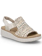 Dámské sandály na platformě kostkované béžové Rieker 69276-60 Dámské sandály na platformě kostkované béžové Rieker 69276-60