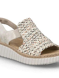 Dámské sandály na platformě kostkované béžové Rieker 69276-60