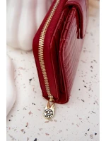 Lakovaný dámský peněženka s reliéfem a zlatým detailem červená Evlinne