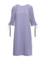 S393 Šaty áčkového střihu s vázacími rukávy - holubičí šedá