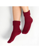 Pletené spací ponožky 067 vínové s vlnou