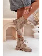 Zateplené botky traperky na zip z eko kůže béžové Willatta