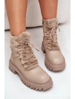 Zateplené botky traperky na zip z eko kůže béžové Willatta