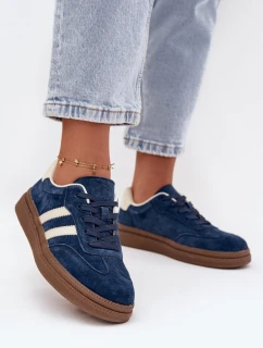 Dámské semišové tenisky na platformě tmavě modré Sylviona