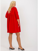 Červené mikinové šaty plus size basic s kapsami