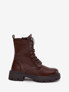 Dámské workery Karessa s ozdobou, eko kůže – čokoládové