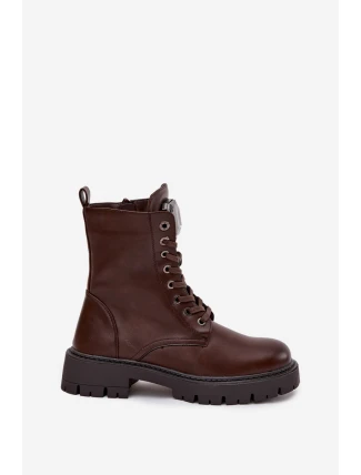 Dámské workery Karessa s ozdobou, eko kůže – čokoládové Dámské workery Karessa s ozdobou, eko kůže – čokoládové