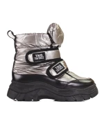 Výborné  sněhule šedo-stříbrné dámské bez podpatku