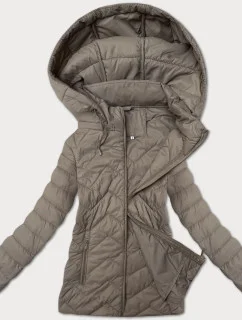 Lehká dámská béžová prošívaná bunda s kapucí J Style (16M9232-62)