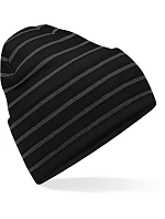 Beechfield B 39R Pletená čepice s pruhy a manžetou 53.039R black/graphite grey