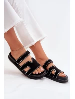 Dámské Pantofle S Dekorací Na Platformě Černé Delyna