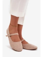 Zdobené dámské baleríny s páskem růžové Olivisse