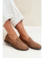 Dámské mokasíny Loafersy z eko semiše hnědé Laisie Dámské mokasíny Loafersy z eko semiše hnědé Laisie