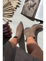 Sametové Kotníkové Boty Cowboy Dámské Na Podpatku Zateplené Khaki Dylira