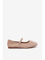 Zdobené dámské baleríny s páskem růžové Olivisse