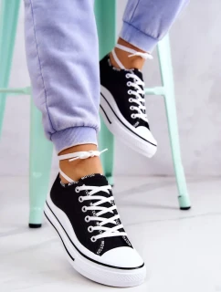 Dámské zavazováním tenisky Černá Menifee