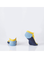 Námořnicky modré a žluté dámské krátké ponožky s geometrickými vzory
