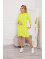 Šaty s kapucí a kapsami žluté neonové barvy Šaty s kapucí a kapsami žluté neonové barvy