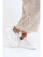 Kožené Dámské Tenisky S Náramkem CheBello 4406 Bílé Kožené Dámské Tenisky S Náramkem CheBello 4406 Bílé