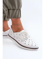 Bílé dámské kožené polobotky S.Barski LR182