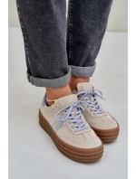 Zazoo N1068S4 Dámské semišové sneakersy na platformě béžové