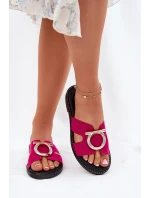 Dámské Pantofle Na Plochém Podpatku S Ozdobou Vinceza 17381 Fuchsie