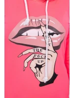 Šaty s delšími zády a barevným potiskem růžové neonové barvy